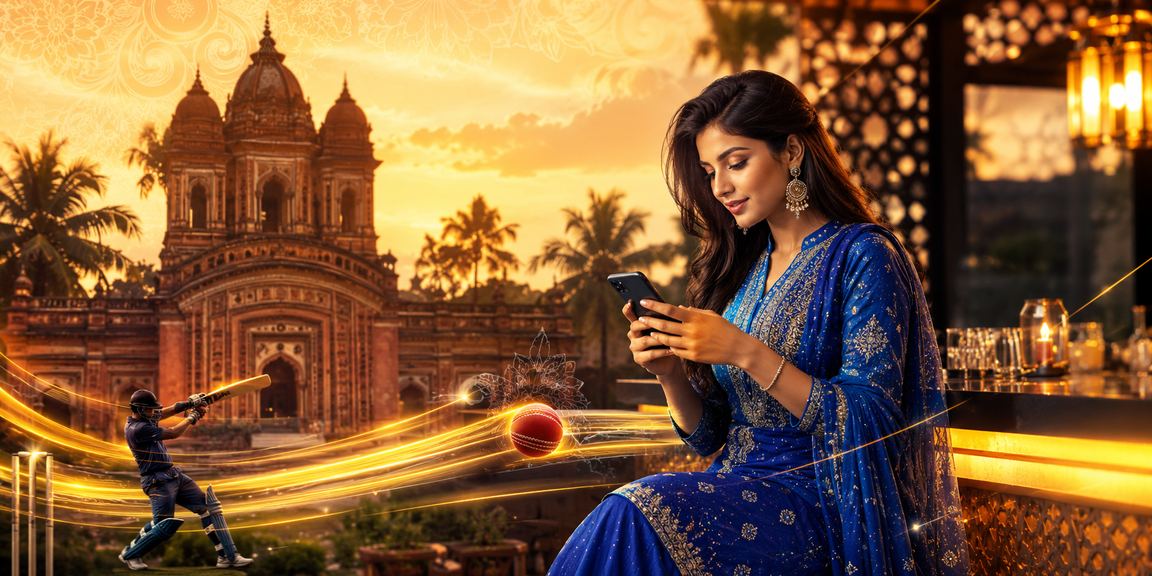 বাংলাদেশে সালোয়ার কামিজ পরে 9bet ক্রিকেট বেটিং ও গেমিং উপভোগ করছেন একজন নারী ব্যবহারকারী