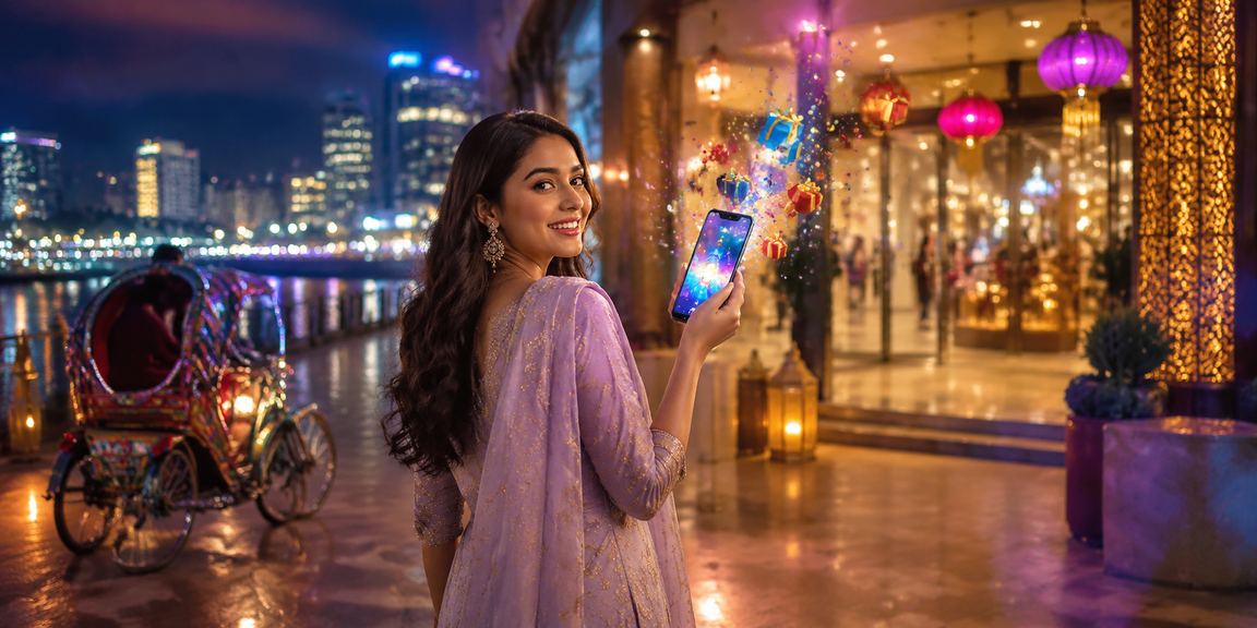 ঢাকায় ঈদ উৎসবে 9bet ক্যাসিনো অ্যাপে নতুন গেম উপভোগ করছেন একজন ব্যবহারকারী